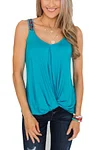 Plus Size Asymmetrical Hem V Neck Solid Casual Tank Top