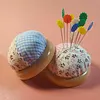 Round Pincushions with Wooden Base Sewing Pin Cushion (Random color) tapestrymarket