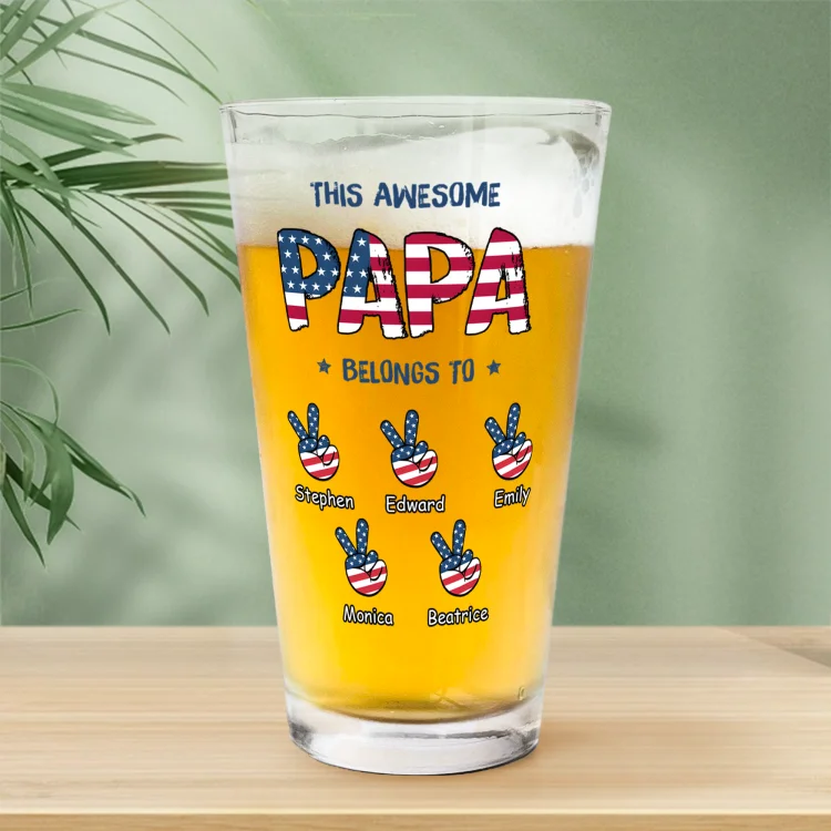 Personalized Beer Glass -Gift For Dad Grandpa
