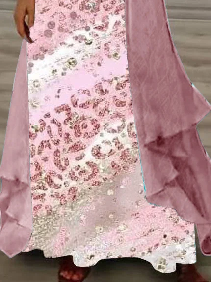 Women Half Sleeve V-neck Solid Color Dress