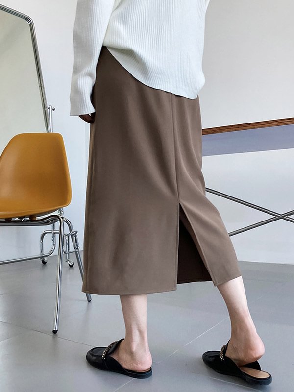 Urban Asymmetric High Waisted Split-Back A-Line Skirt