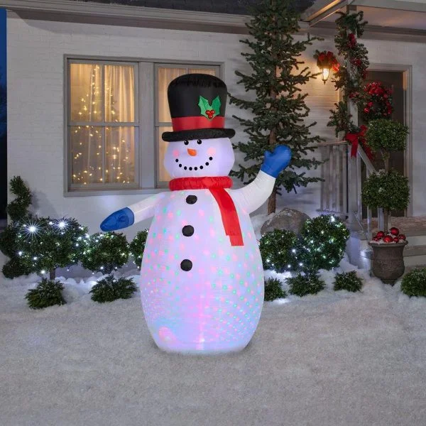 🔥kukelife🔥Christmas-52 36 in w x 35 83 in d x 77 95 in h projection inflatable snowman rgb