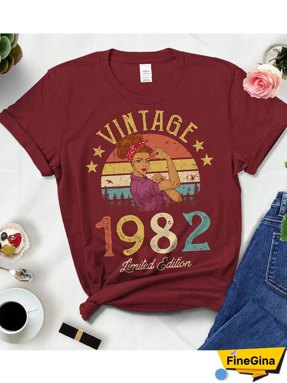 Vintage Retro 1982 Limited Edition Summer Fashion Outfits Women T Shirts 40Th 40 Years Old Birthday Party Ladies Clothes Tshirt