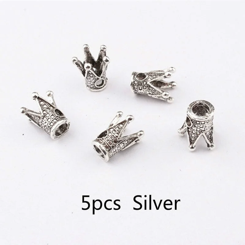 5 Pcs/set Viking Beads 14 Kind Silver Beads for Braiding Dreadlock Hair Decor Cuff Clip Beaded Hair Scrunchies Tibet Bead Tube