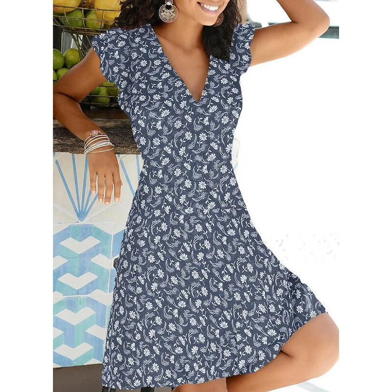Vintage Summer Women's Dress 2021 Casual Plus Size Elegant Sexy Boho Beach Dot Floral Print Dresses Ladies Sundress Robe Femme