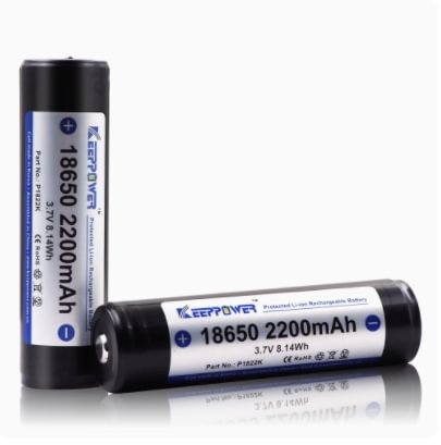 KeepPower 18650 2200mAh 3.7V  Protected Button Top Rechargeable Battery (pack of 2)