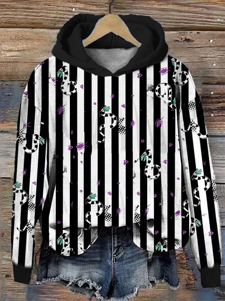 1988 Horror Movie Sandworm Stripe Art Hooded Sweatshirt