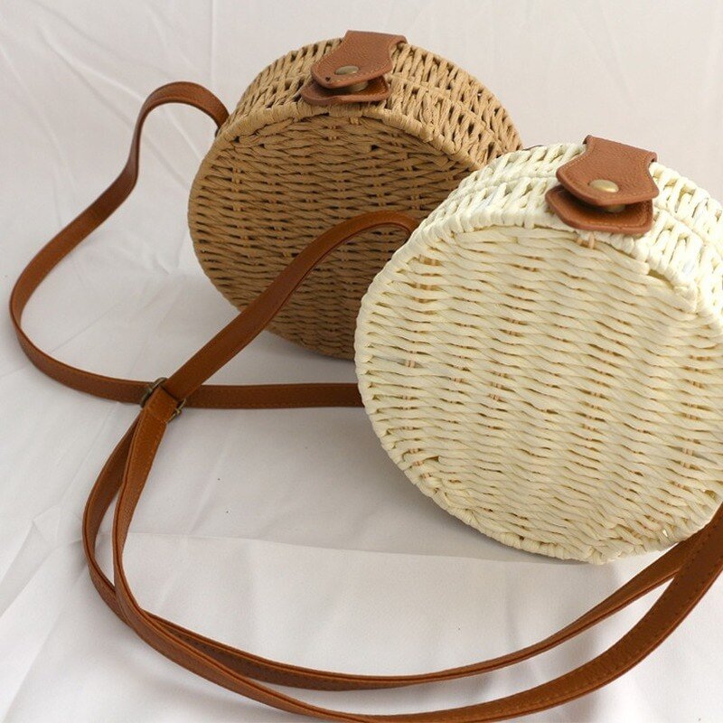 Hand-woven Candy Color Women Straw Bag Ladies Small Shoulder Bags Bohemia Beach Bag Crossbody Bags Travel Handbag Tote US Mall Lifes
