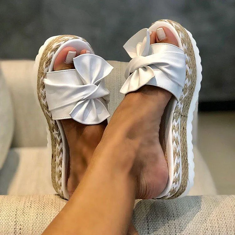 Beach Thick Bottom Bow Slope Slippers