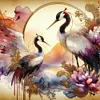 Crane Glass Painting-Full Round Diamond Painting 40*40CM