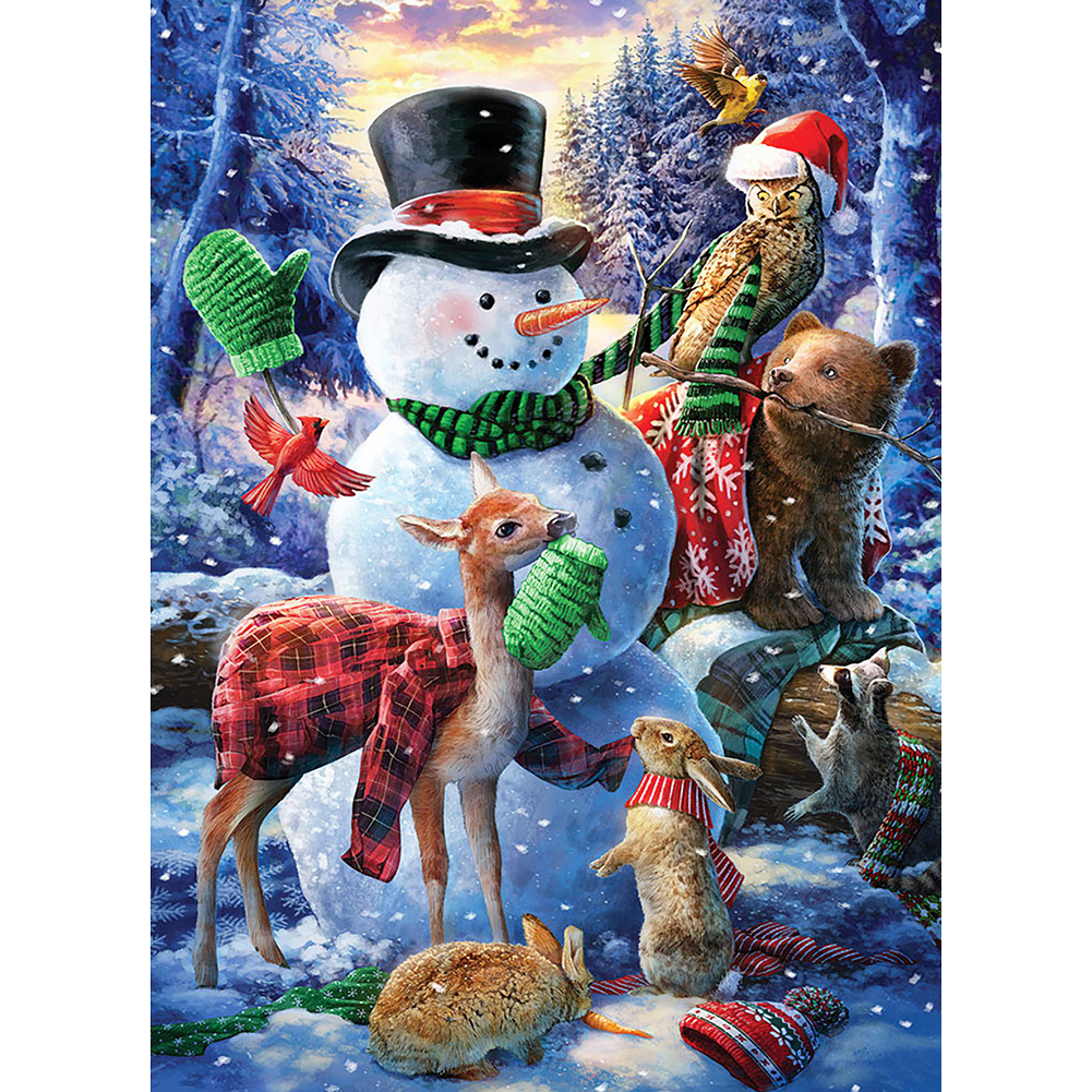 

40*50CM-Round Drill Diamond Painting-Xmas Snowman, 501 Original