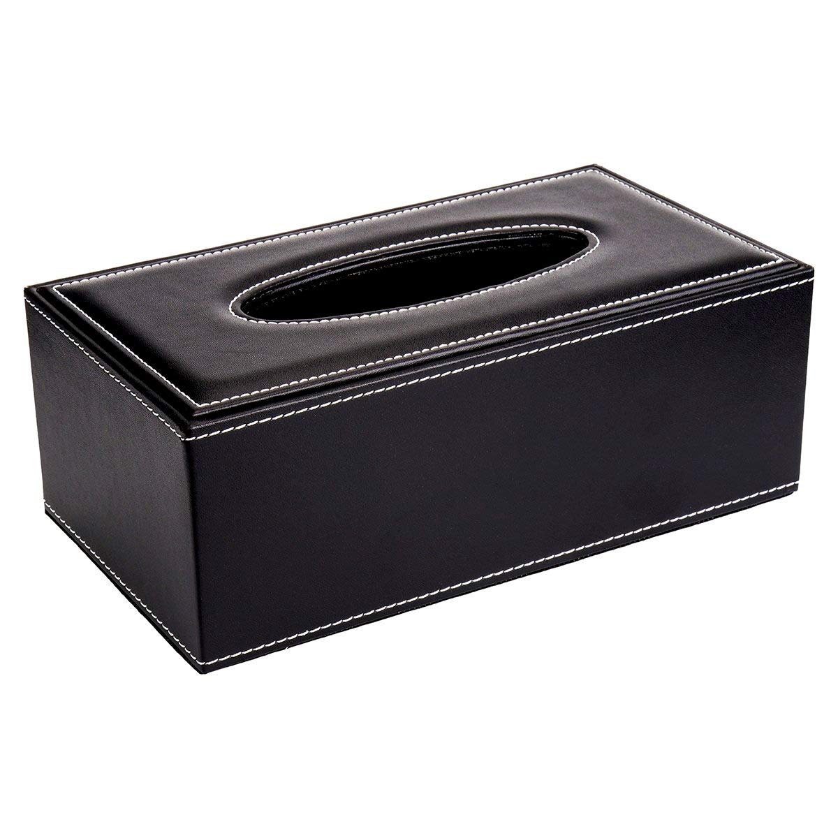 Download CROWNSTARQI Modern PU Leather Tissue Box Kleenex Cover Rectangle Black