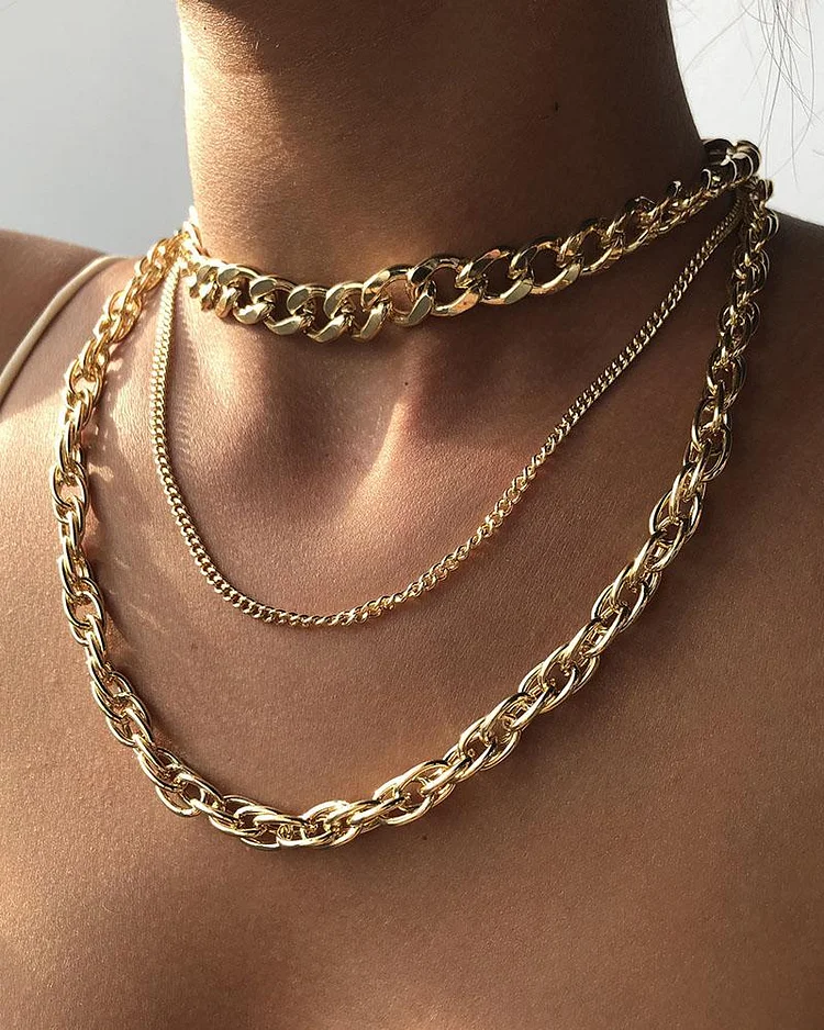 Simple Chain Layered Necklace P3142443971