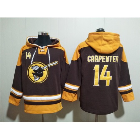 Men's San Diego Padres #14  Matt Carpenter Brown/Gold Ageless Must-Have Lace-Up Pullover Hoodie