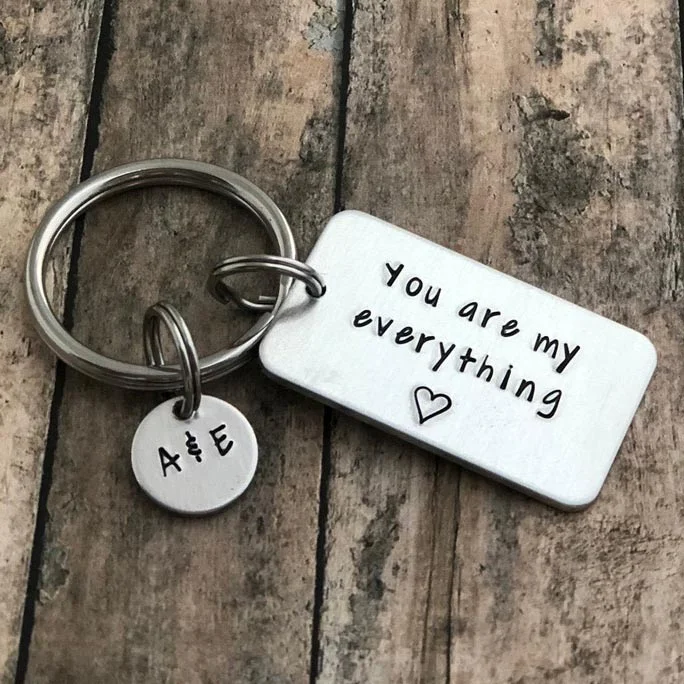 Initial Keychain Personalized You Are My Everything Couple Keychain