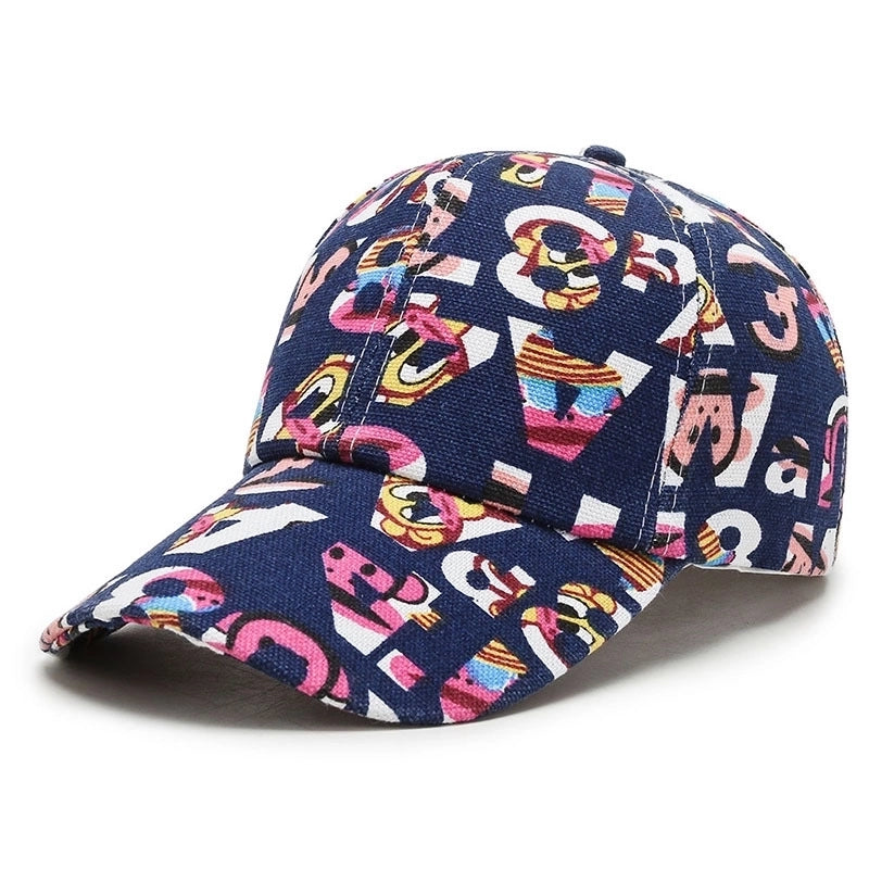 Unisex Basic Color Block Printing Flat Eaves Baseball Cap