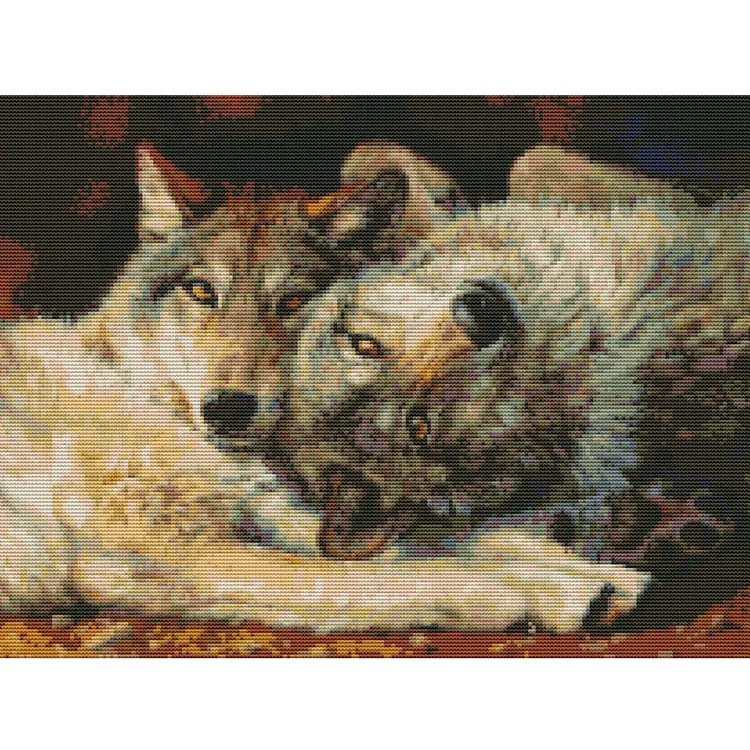 Animal Wolf 14CT Printed Cross Stitch Kits (46*36CM) fgoby