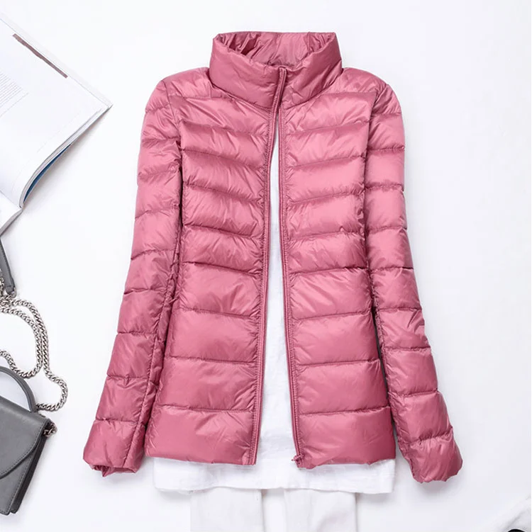 Toloer Spring And Autumn Winter Light Down Jacket Female Pure Color Standing Collar Slim Plus Large Size Short Coat Tide Direct Sales-Outfit Ideas