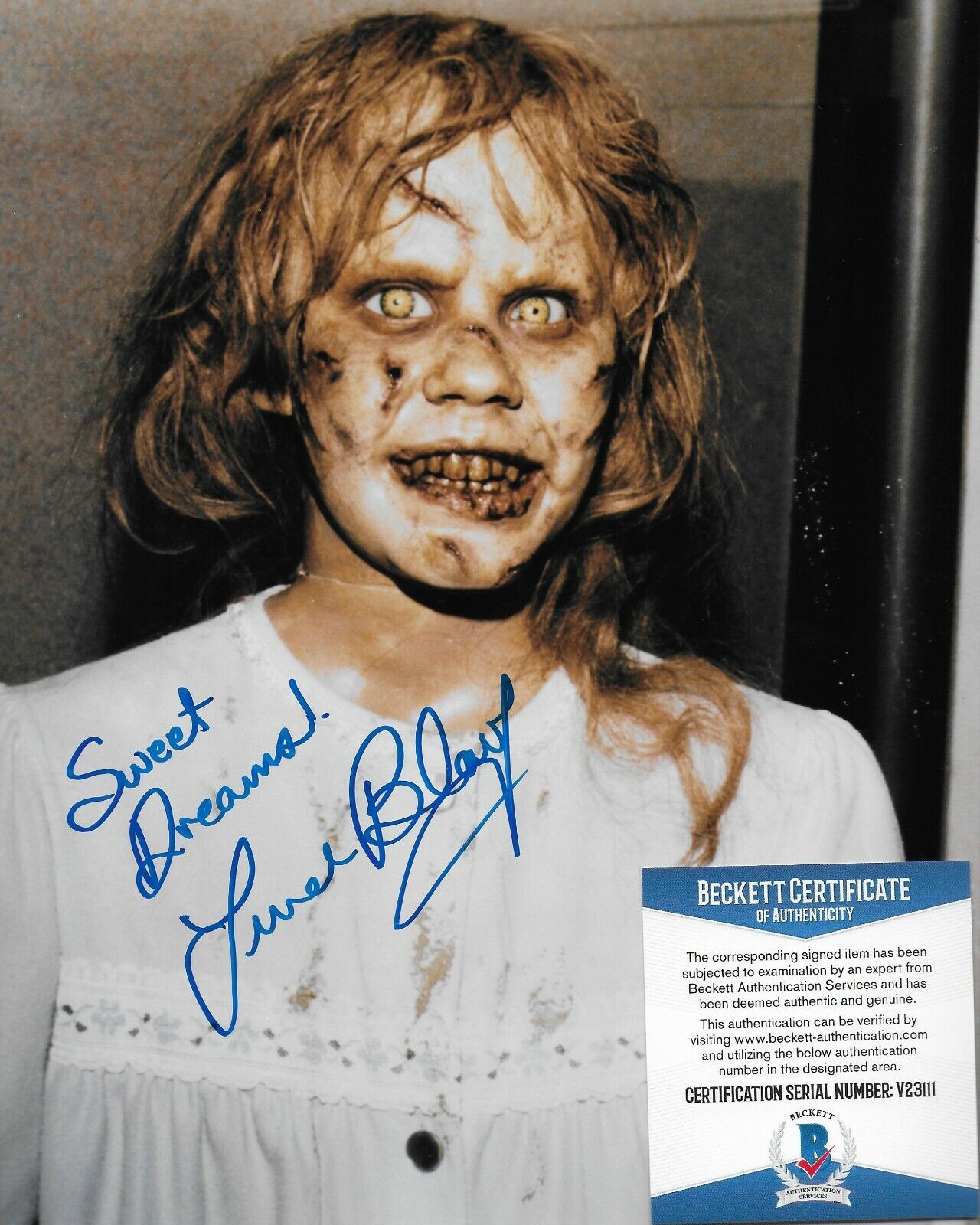 Linda Blair Signed 8x10 Photo Poster painting w/Beckett COA #2 - REGAN from The Exorcist