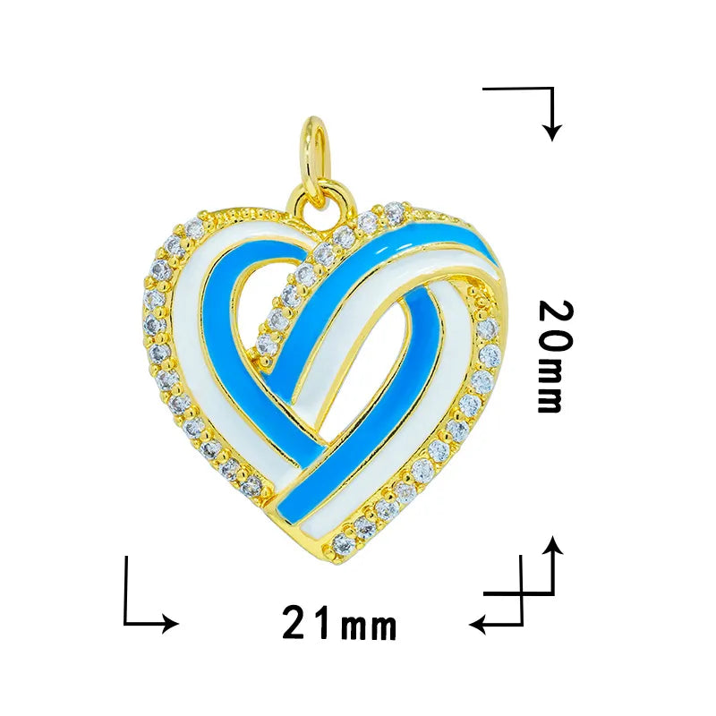 1 Piece 17.5*18mm 17*18.8mm Copper Zircon Heart Shape Pendant