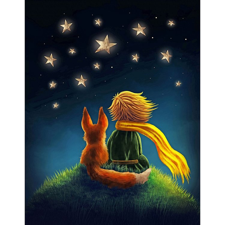 Boy Puppy Star Sky Full Round Diamond Painting 40*50CM
