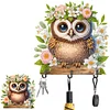 (US Only)Wooden Special Shape Owl 3 Hooks Diamond Painting Hook Rail for Wall Cabinet