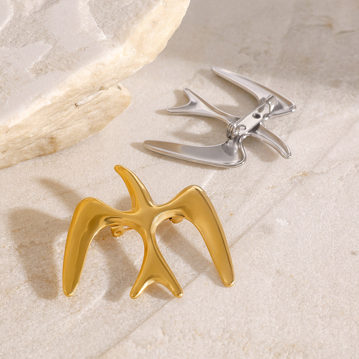 Geometric Stainless Steel Electroplating Brooches