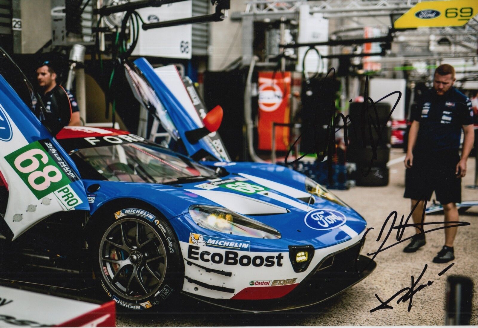 Hand, Kanaan, Muller Hand Signed Ford GT Le Mans 2017 12x8 Photo Poster painting 2.