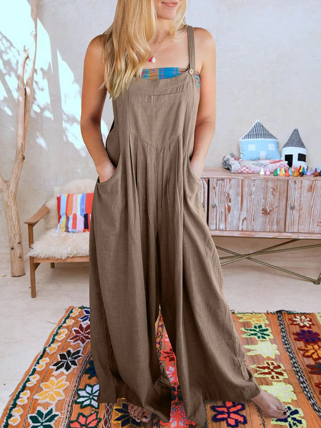 Plus Size Wide Leg Overalls Jumpsuit (Buy 2 Free Shipping)