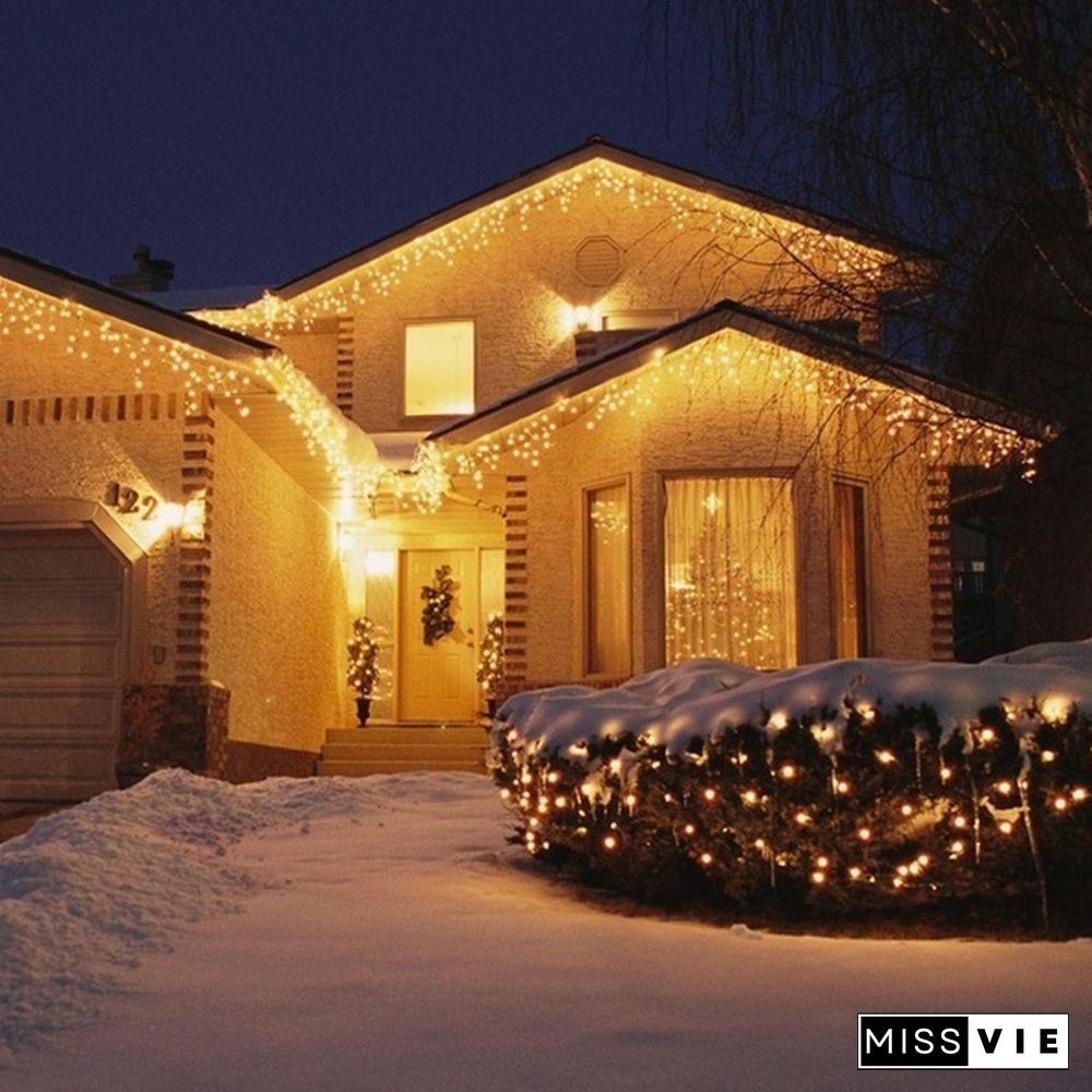 5M Christmas LED Curtain Icicle String Light Droop 0.4-0.6m Party Garden Stage Outdoor Waterproof Decorative Fairy Light