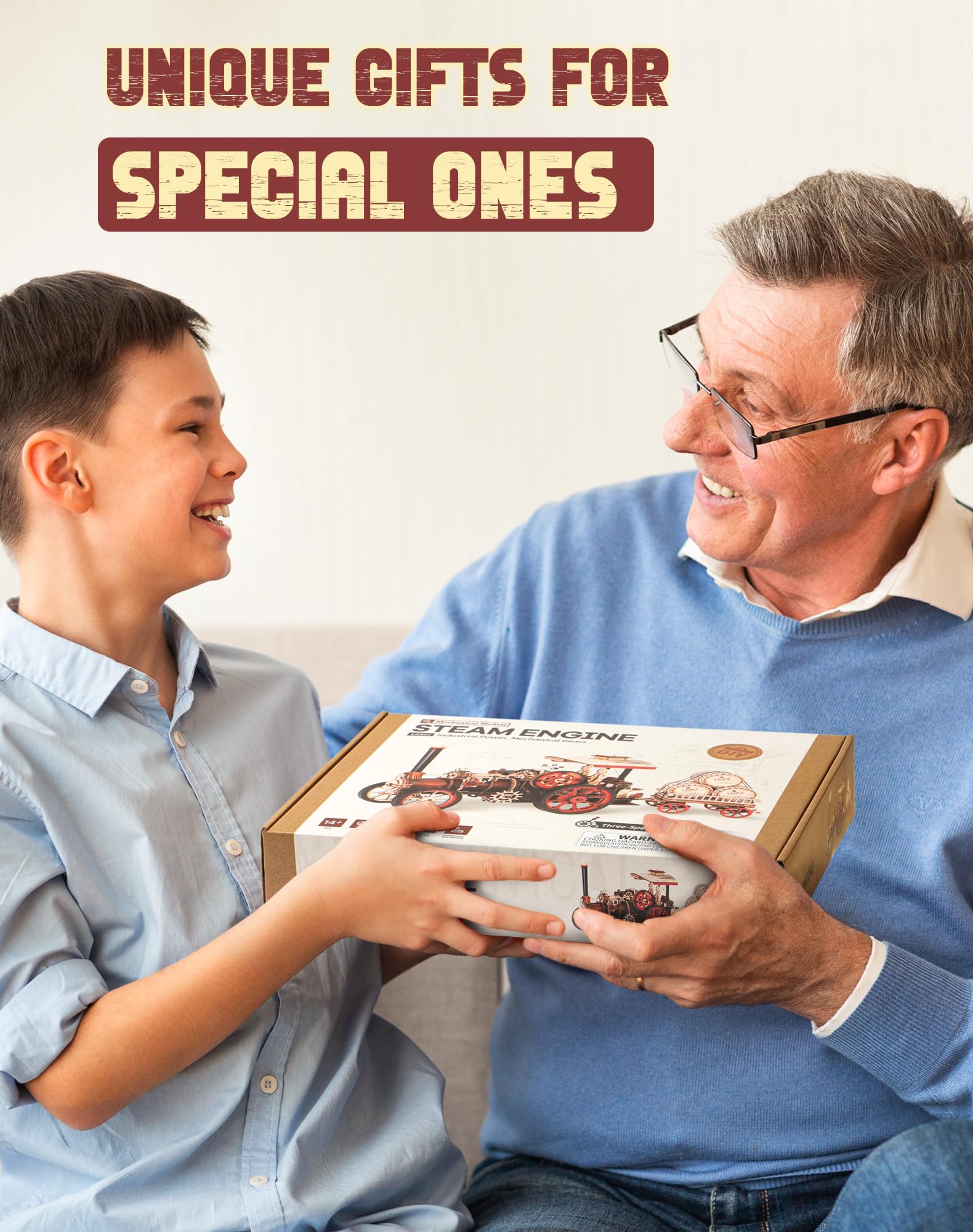 Tegooe 469PCS 3D Wooden Puzzle Mechanical Steam Engine Tractor Model Kit