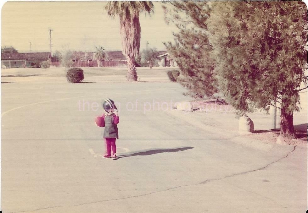 FOUND Photo Poster paintingGRAPH Color LITTLE FOOTBALL GIRL Original Snapshot VINTAGE 910 4 X