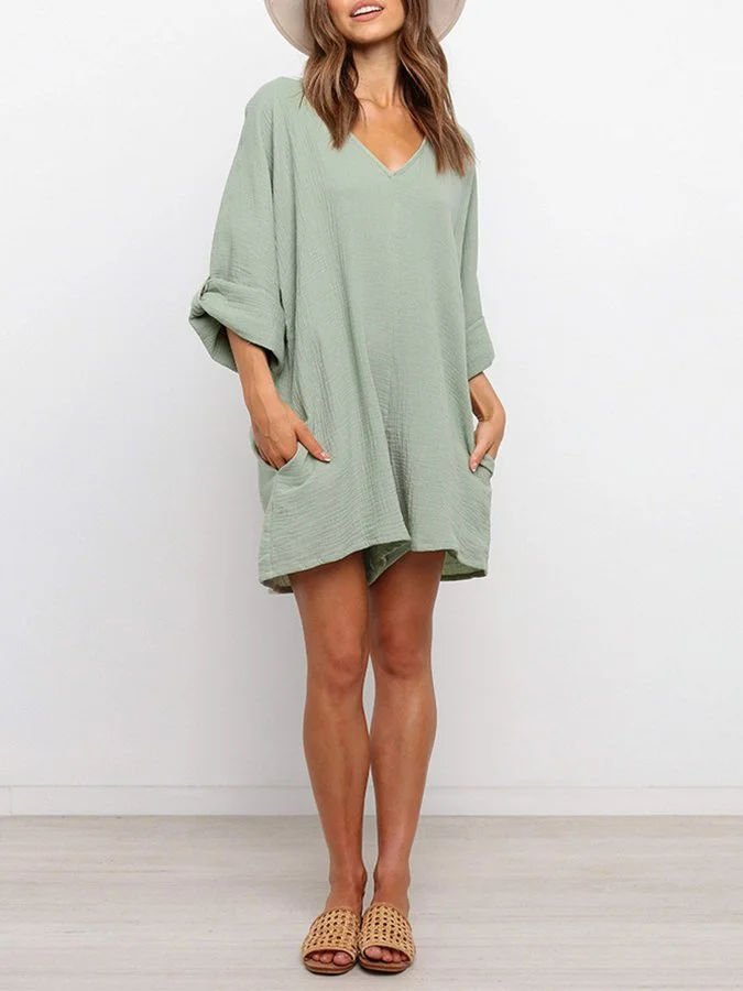 Women's V-neck Loose Casual One-piece Suit