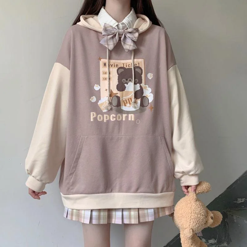 Japanese Kawaii Bear Hoodie Anime Cute Hoodies Soft Girls Pullover SP16342