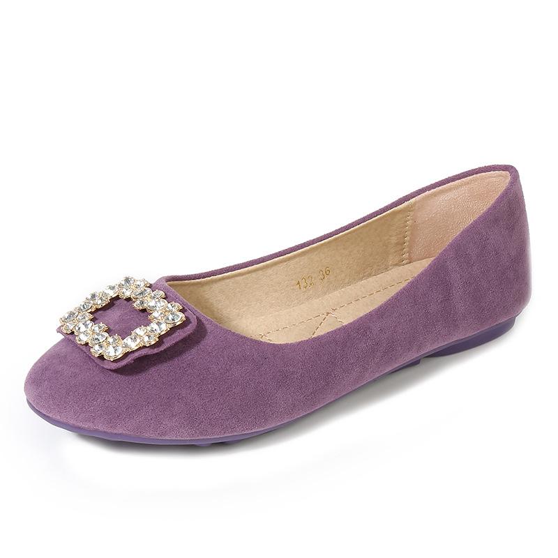 GOOSHOE Diamond Button Flat Shoes