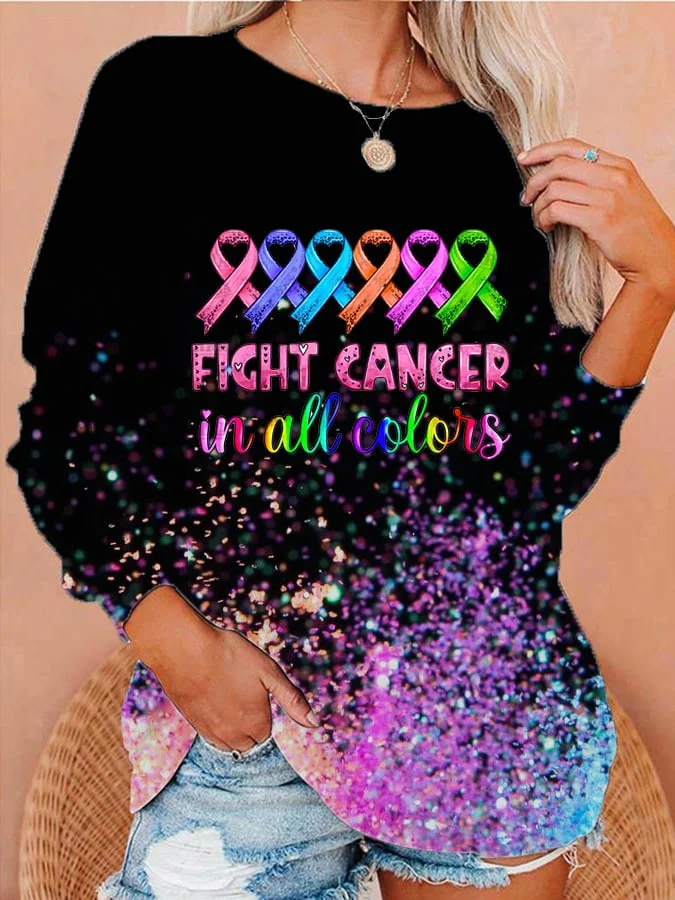 Women's Breast Cancer Print Sweatshirt socialshop