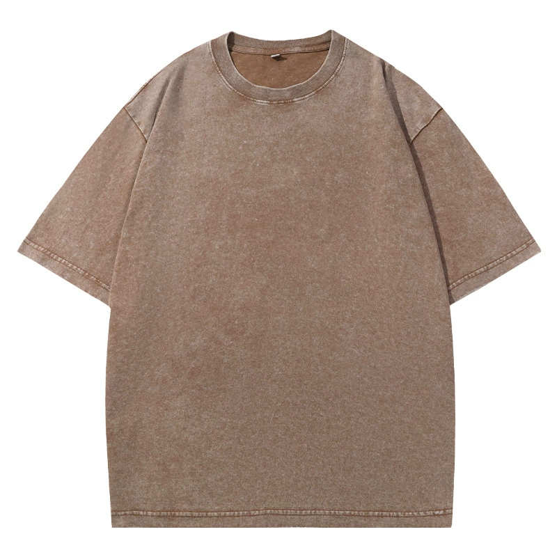 2026 Vintage Washed Men’s Short Sleeve T-Shirt Retro Streetwear INS Style Solid Color Loose Fit Tee