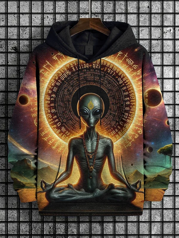 Men's Lazy Wizard Cat Art Print Hooded Sweatshirt