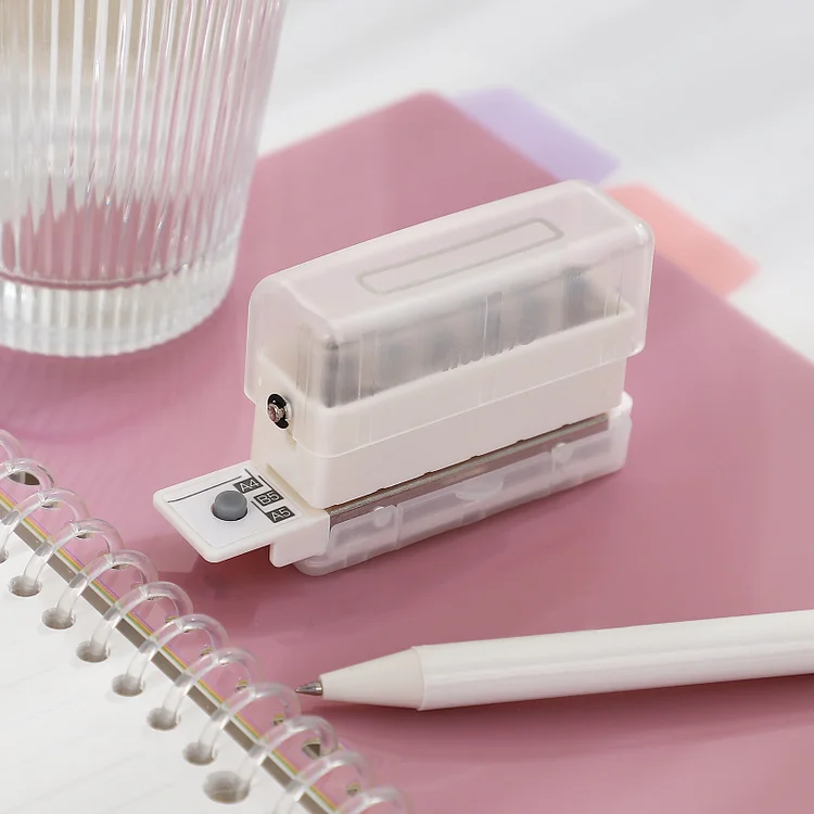 JOURNALSAY 6 Hole Mini Stapler Portable Multifunction Cute Punch Machine Notebook