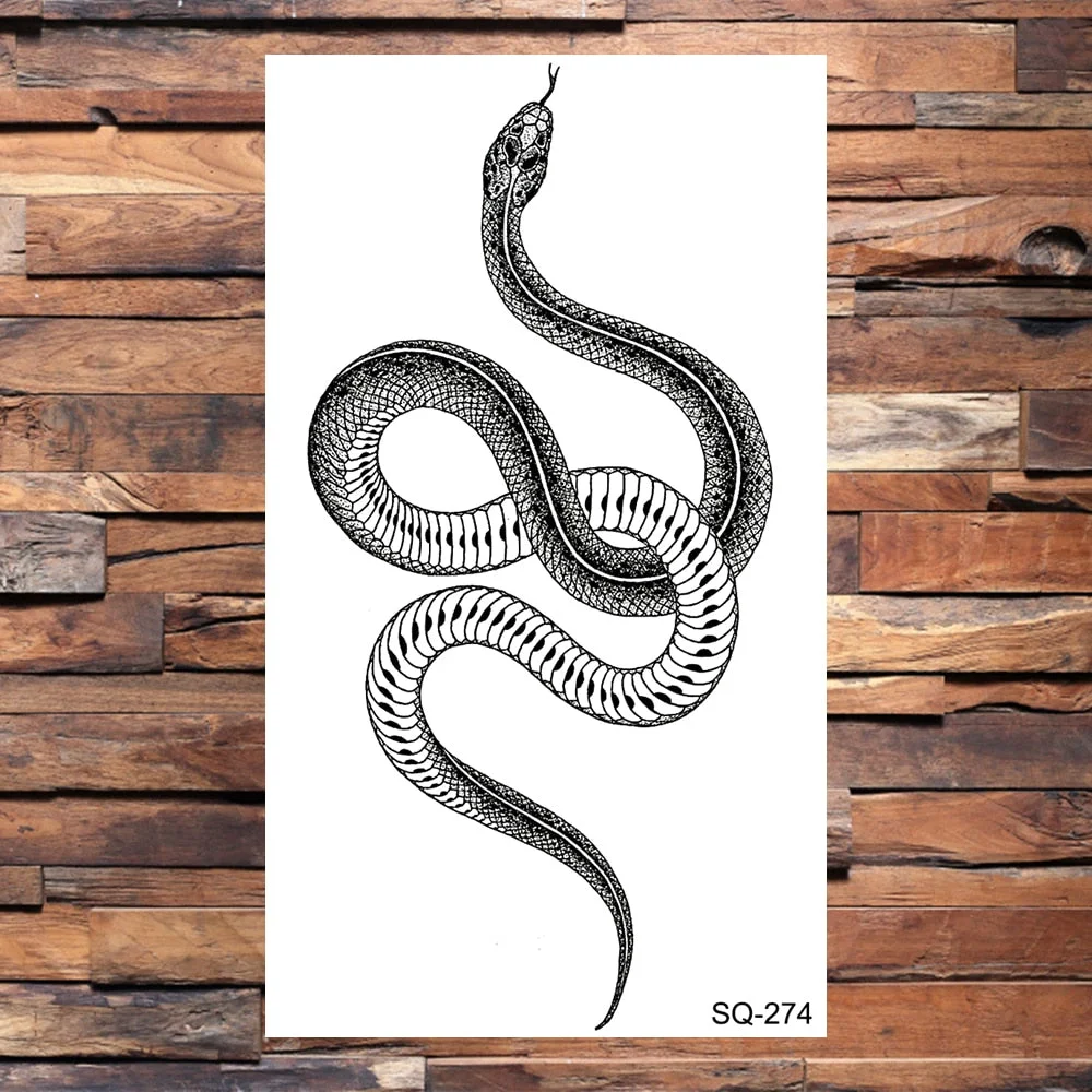 Black Dragon Temporary Tattoos For Men Women Realistic Scorpion Snake Fake Tattoo Sticker Body Arm Water Transfer Tatoos DIY