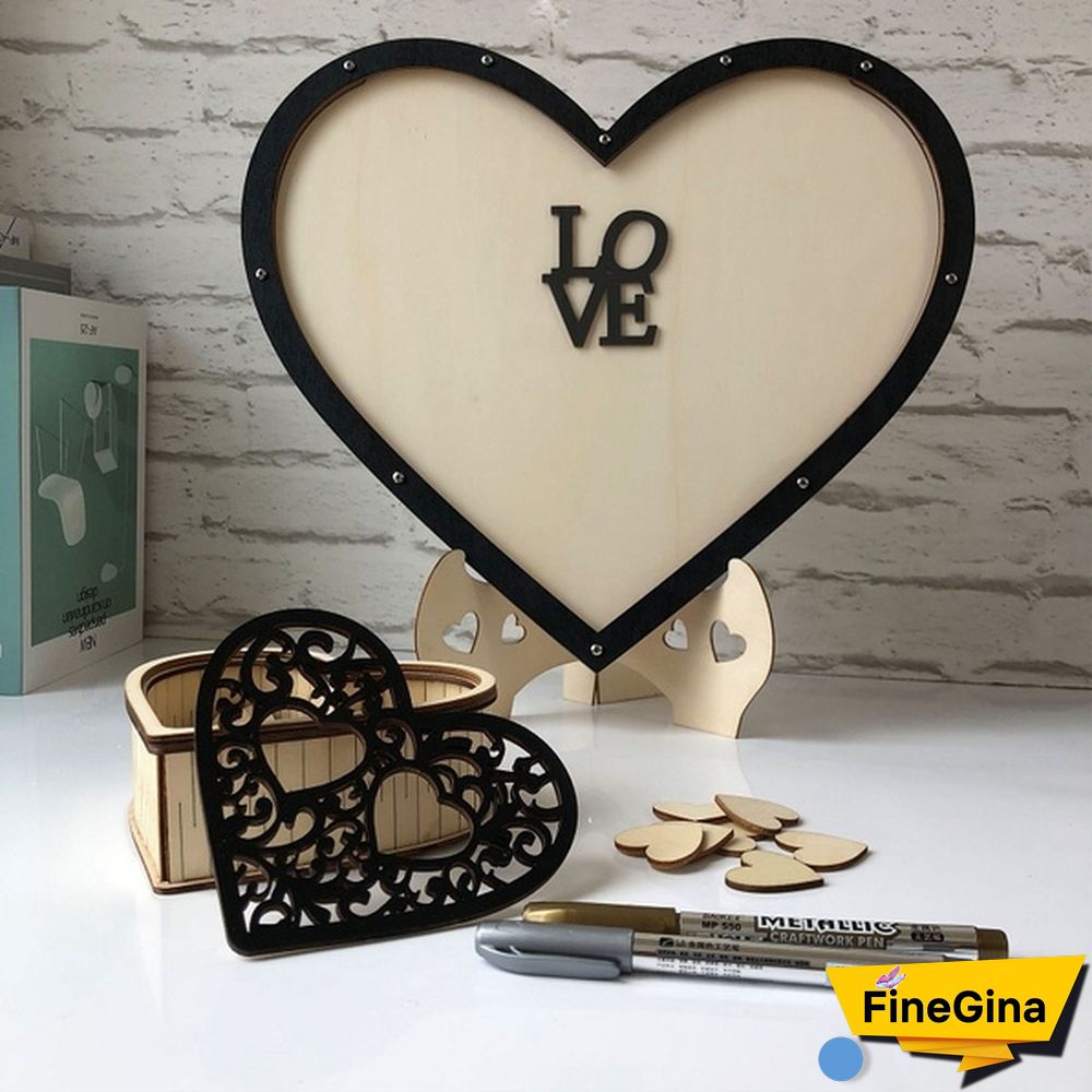 Wood Hearts Wedding Guest Book Alternative, Heart Drop Guest Book Rustic Wooden Love Heart Wedding Table Scatter Decoration Crafts, for 65 Hearts Wedding