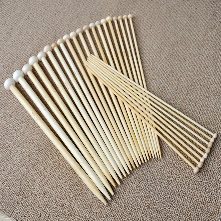 36Pieces 18 Sizes Bamboo Crochet Knitting Needles Single Tip Point Needles