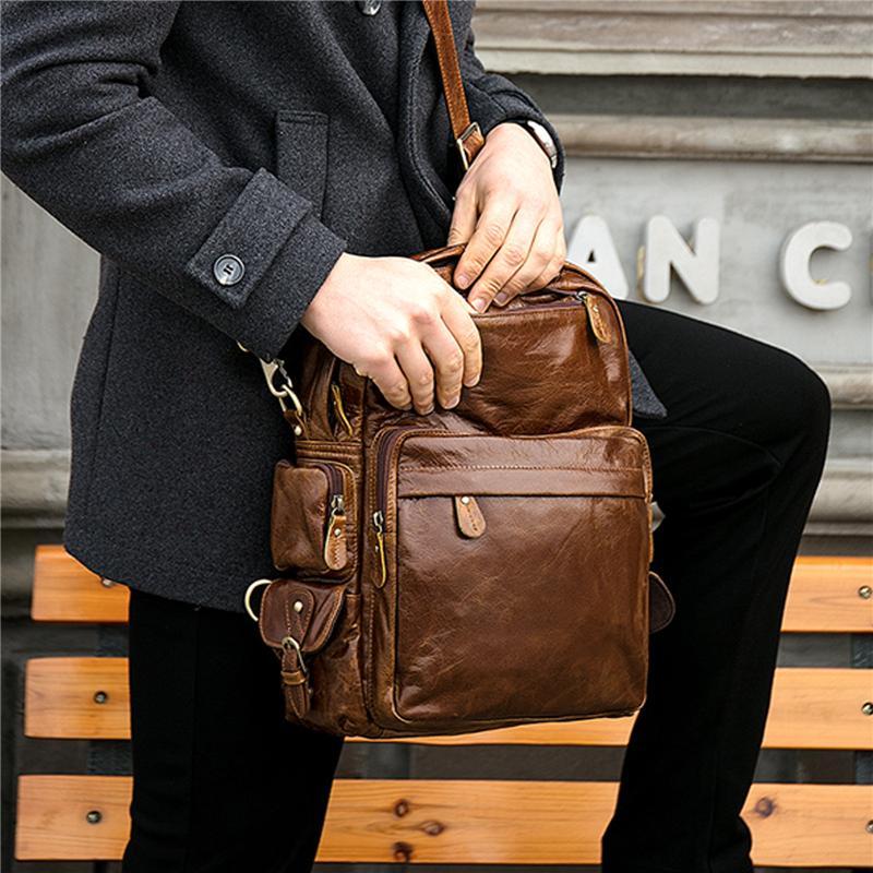 Classic Genuine Leather Vintage Backpacks WIth Large Capacity