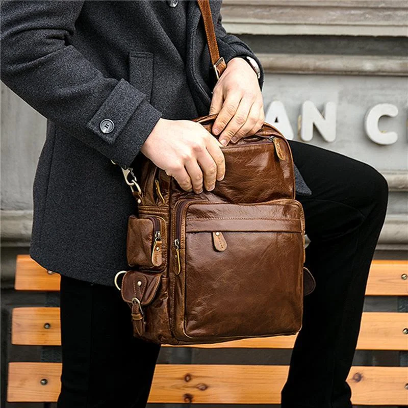Classic Genuine Leather Vintage Backpacks WIth Large Capacity