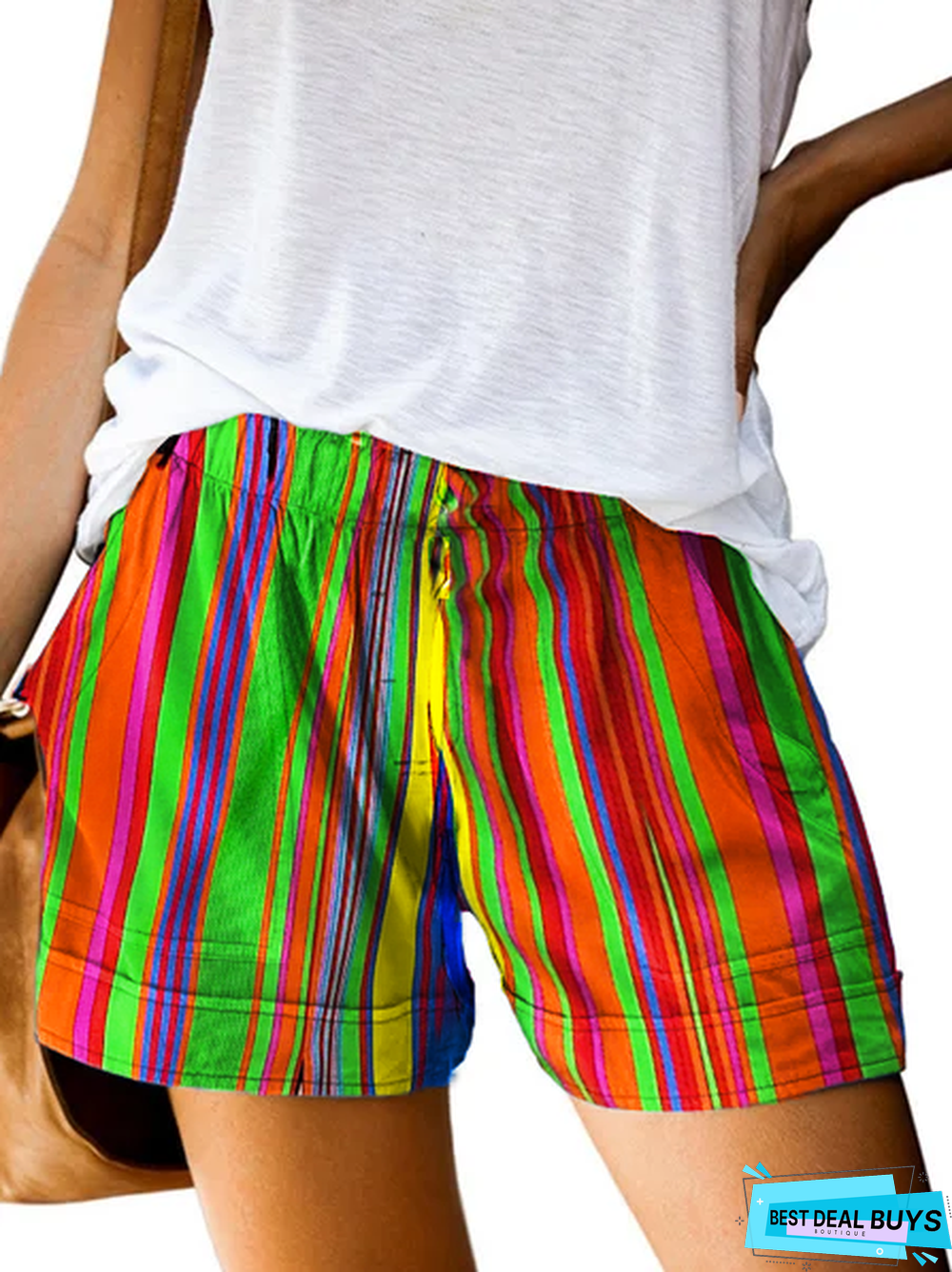 Striped Colorful Casual Beach Vintage Shorts