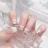 Bayuyun 24Pcs/Set Coffee Leopard French Fake Nails with Diamonds Japan Korean Artificial Acrylic Press on Nails Removable Stick on Nails