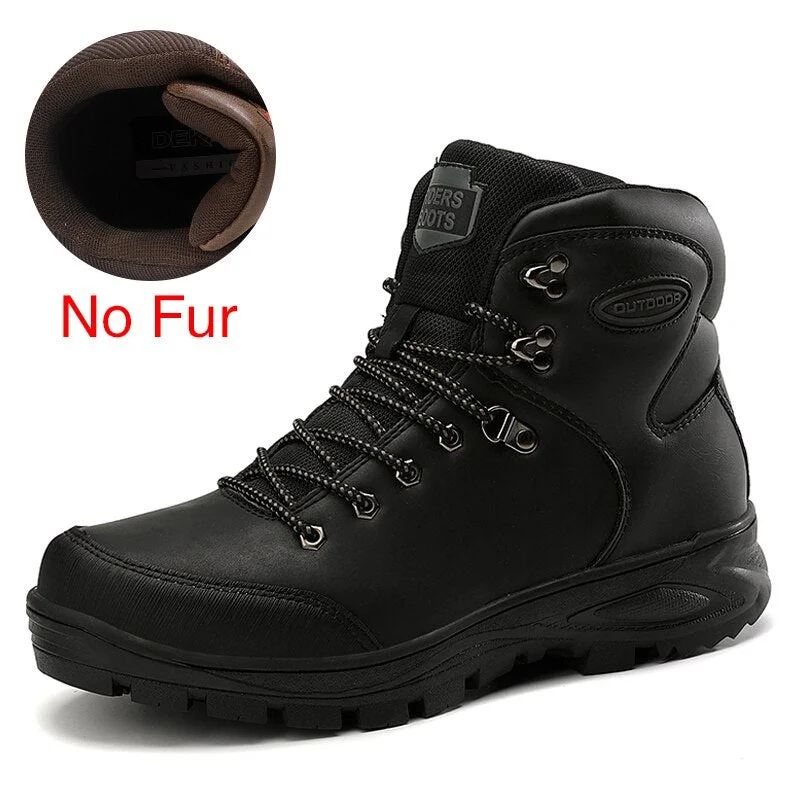 DEKABR Split Leather Men Waterproof Warm Boots Men Casual Shoes Fashion Ankle Boots For Men High Top Outdoor Winter Men Boots