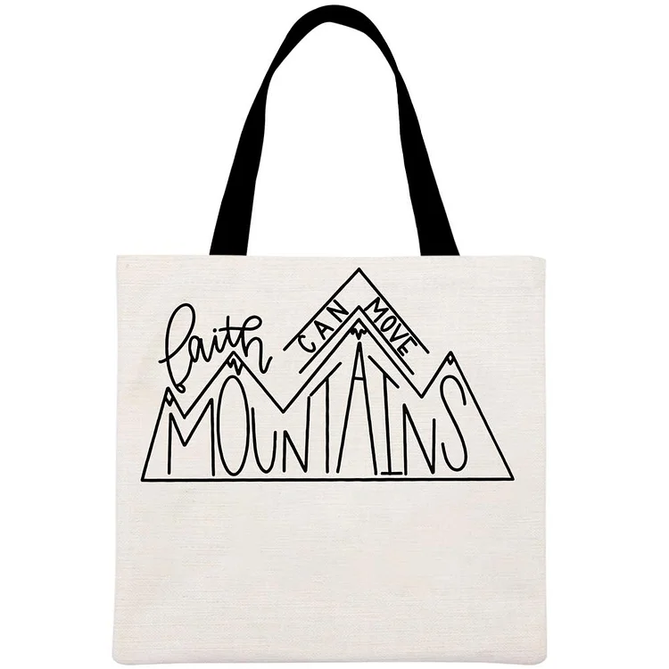 Faith Can Move Mountains Printed Linen Bag-Annaletters