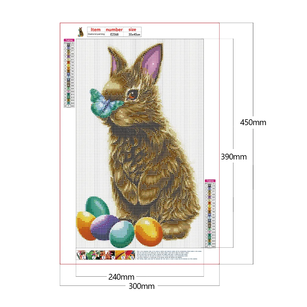 Full Round Diamond Painting 30*45cm - Rabbit