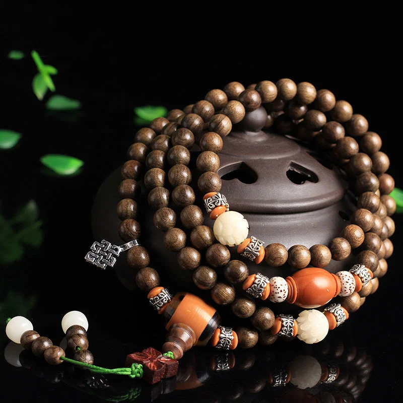 108 Mala Beads Phoebe Zhennan Wood Blessing Calm Bracelet